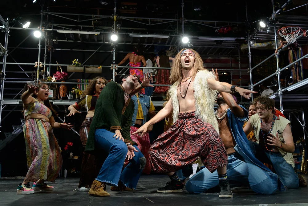 Matt Rodin performing as Berger in Hair at Weston Theater Company